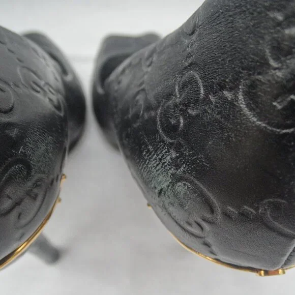 GUCCI GG Logo Guccisima Monogram Pumps Peep Toe 39.5/9 US, Horsebit heel ITALY - Picture 12 of 12